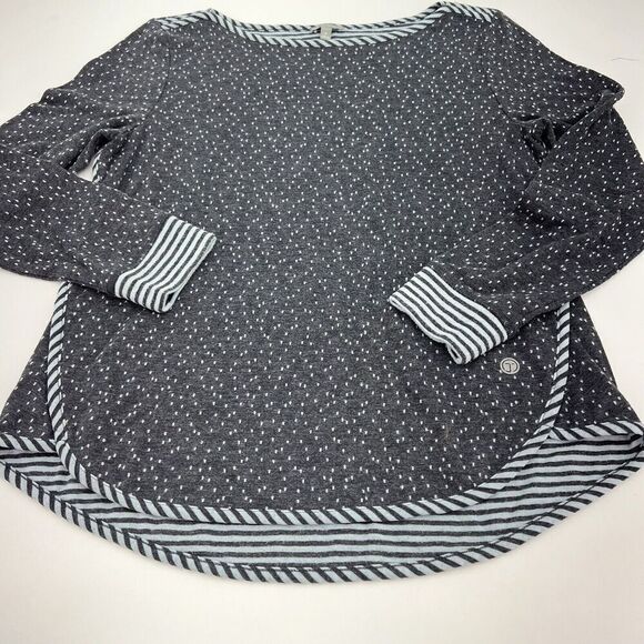 Talbots Boatneck Blue Striped Dots Shirt Size Medium - Picture 1 of 4